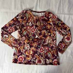 Talbots “The Talbots Tee” Long Sleeve Floral Print Crewneck Shirt - Petite